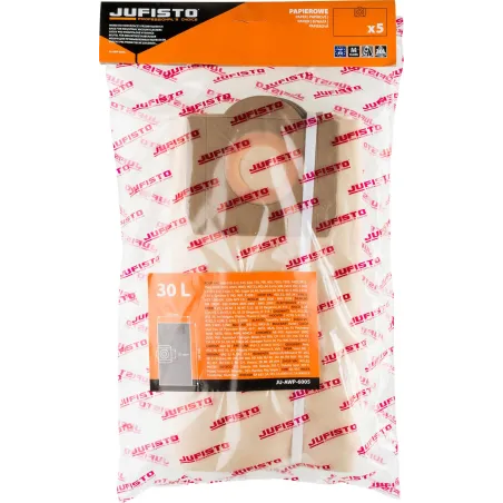 Worki papierowe do odkurzaczy przemysłowych AQUA VAC, KRESS, BOSCH, 30 l, 5 szt.