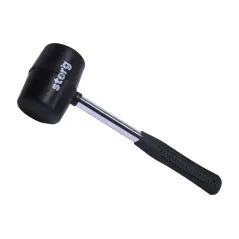 Młotek gumowy 450 g, czarna guma, trzonek metalowy, uchwyt gumowany