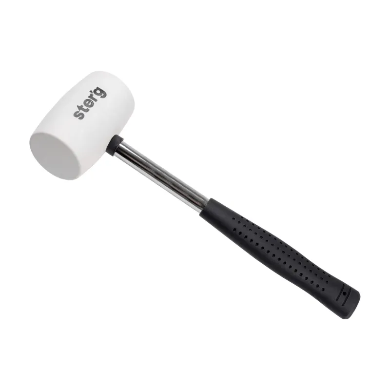 Młotek gumowy 250 g, biała guma, trzonek metalowy, uchwyt gumowany