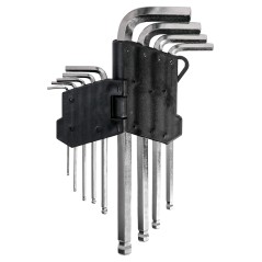 Zestaw kluczy sześciokątnych z końcówką kulistą, 1.5-10 mm, długie, 9 szt.
