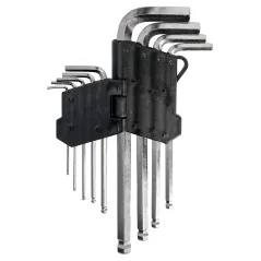 Zestaw kluczy sześciokątnych z końcówką kulistą, 1.5-10 mm, długie, 9 szt.