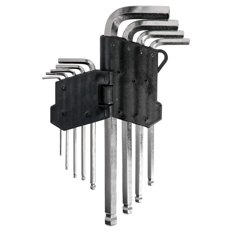Zestaw kluczy sześciokątnych z końcówką kulistą, 1.5-10 mm, długie, 9 szt.