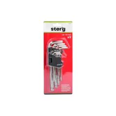 Zestaw kluczy sześciokątnych z końcówką kulistą, 1.5-10 mm, długie, 9 szt.