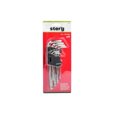 Zestaw kluczy sześciokątnych z końcówką kulistą, 1.5-10 mm, długie, 9 szt.