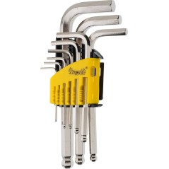 Zestaw kluczy sześciokątnych z końcówką kulistą, 1.5-10 mm, 9 szt.