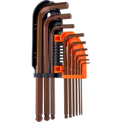 Zestaw kluczy sześciokątnych z końcówką kulistą, 1.5-10 mm, S2, długie, 9 szt.