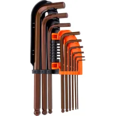 Zestaw kluczy sześciokątnych z końcówką kulistą, 1.5-10 mm, S2, długie, 9 szt.