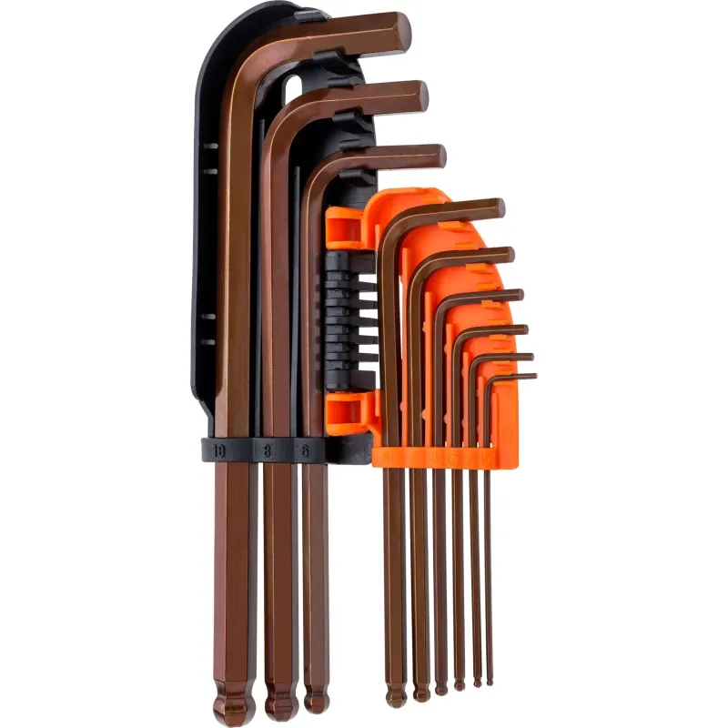 Zestaw kluczy sześciokątnych z końcówką kulistą, 1.5-10 mm, S2, długie, 9 szt.