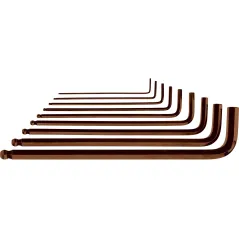 Zestaw kluczy sześciokątnych z końcówką kulistą, 1.5-10 mm, S2, długie, 9 szt.