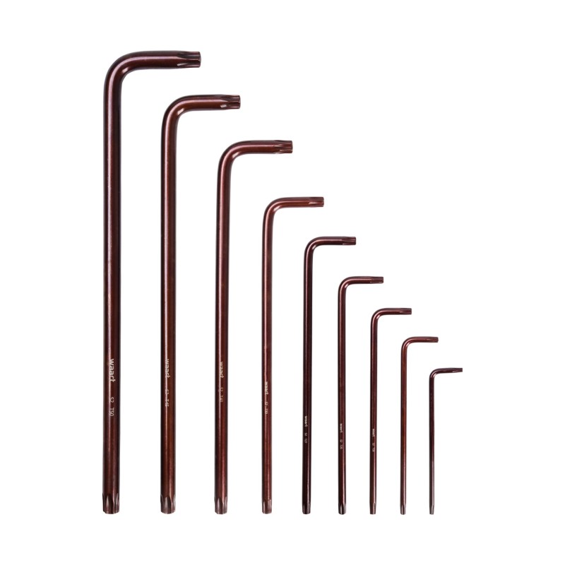 Klucze Torx z otworem T10-50, S2, bardzo długie, 9 szt.