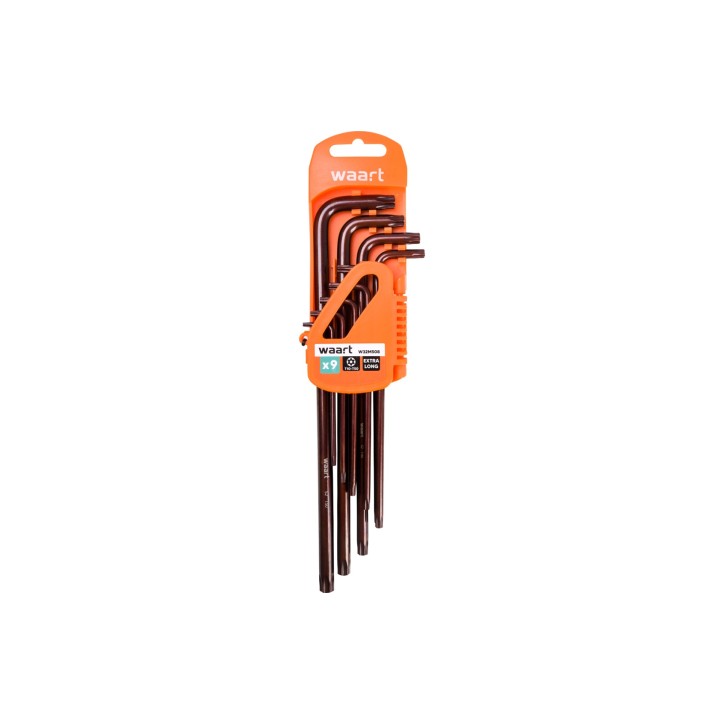 Klucze Torx z otworem T10-50, S2, bardzo długie, 9 szt.