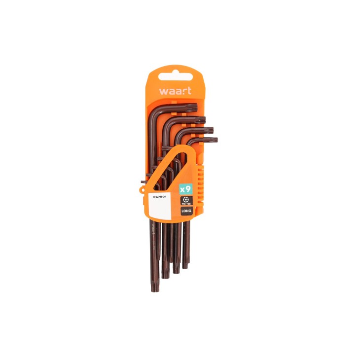 Klucze Torx z otworem T10-50, S2, długie, 9 szt.