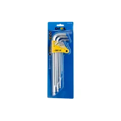 Zestaw kluczy sześciokątnych z końcówką kulistą, 1.5-10 mm, bardzo długie, 9 szt.