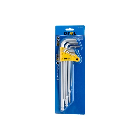 Zestaw kluczy sześciokątnych z końcówką kulistą, 1.5-10 mm, bardzo długie, 9 szt.