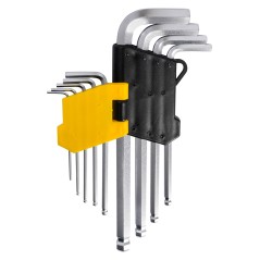 Zestaw kluczy sześciokątnych z końcówką kulistą, 1.5-10 mm, długie, 9 szt.