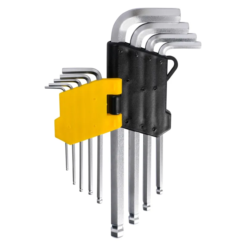 Zestaw kluczy sześciokątnych z końcówką kulistą, 1.5-10 mm, długie, 9 szt.