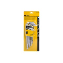 Zestaw kluczy sześciokątnych z końcówką kulistą, 1.5-10 mm, długie, 9 szt.