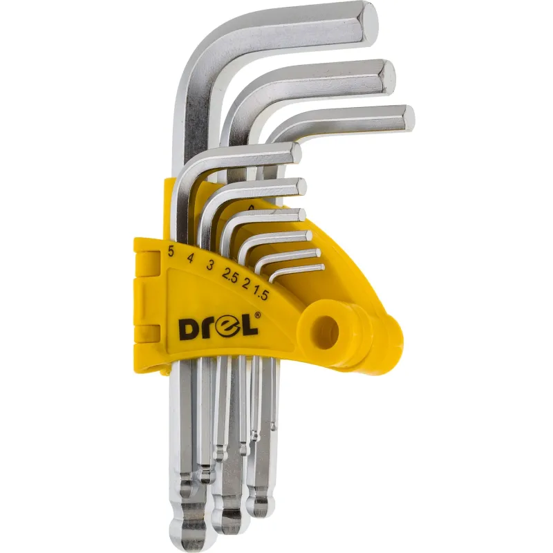 Zestaw kluczy sześciokątnych z końcówką kulistą, 1.5-10 mm, 9 szt.