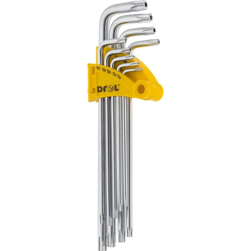 Zestaw kluczy Torx z otworem T10-50, bardzo długie, 9 szt.