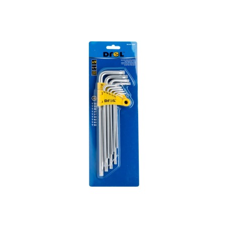 Zestaw kluczy Torx z otworem T10-50, bardzo długie, 9 szt.