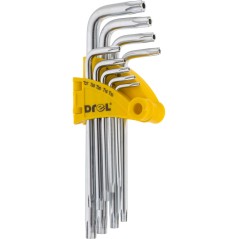 Zestaw kluczy Torx z otworem T10-50, długie, 9 szt.