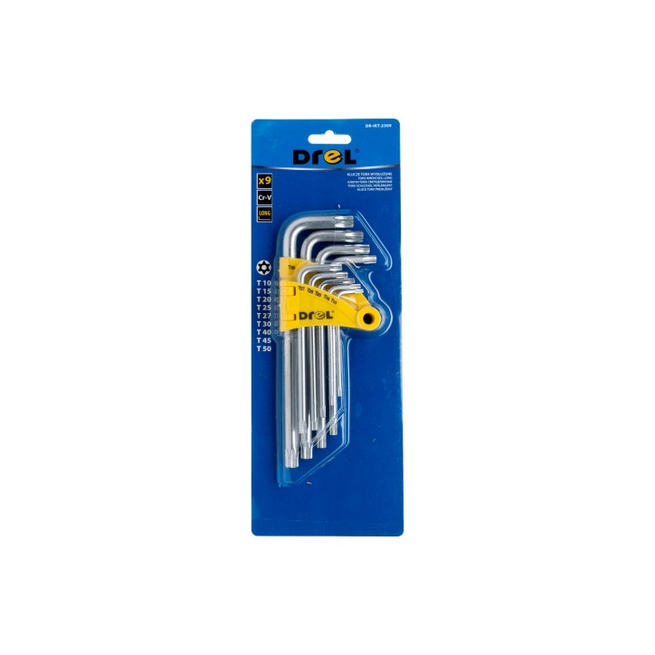 Zestaw kluczy Torx z otworem T10-50, długie, 9 szt.