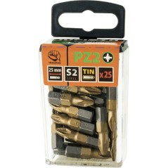Końcówki wkrętakowe PZ2 x 25 mm, tytanowana, 25 szt.