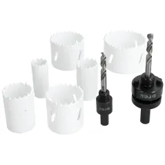 Zestaw otwornic Bimetalowych 22-64 mm oraz adapterów, 8szt.