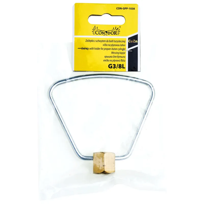 Zaślepka do butli turystycznej G3/8"L z uchwytem, mosiądz