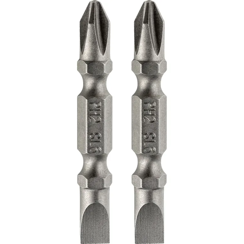 Końcówki wkrętakowe dwustronne PH2/SL6, 50 mm, 2 szt.