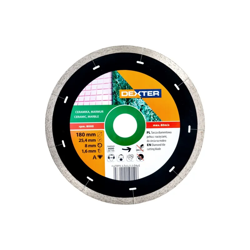 Tarcza diamentowa pełna do gresu z nacięciami 180 x 1,6 x 25,4 mm Tarcza diamentowa pełna do gresu z nacięciami 180 x 1,6 x 25,4 mm