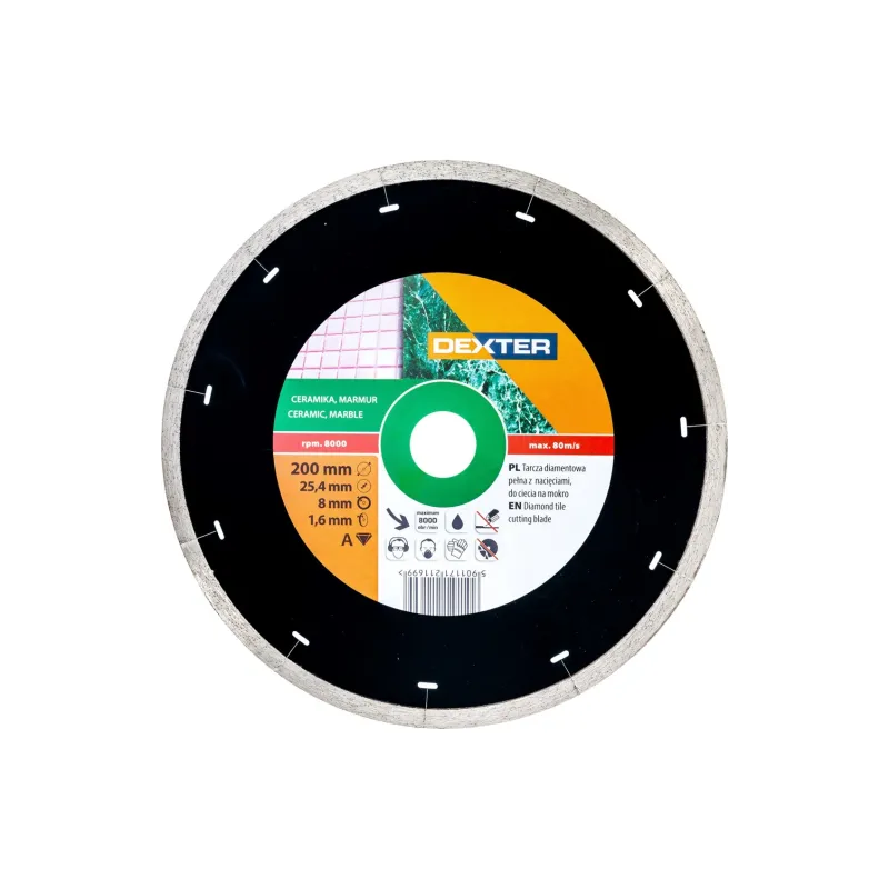 Tarcza diamentowa pełna do gresu z nacięciami 200 x 1,6 x 25,4 mm