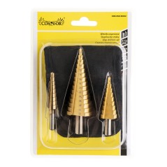 Zestaw wierteł stopniowych 4.0-12.0 mm, 4.0-20.0 mm, 4.0-32.0 mm, 3 szt. 4341