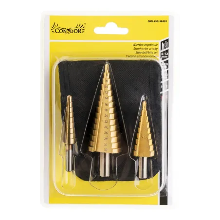 Zestaw wierteł stopniowych 4.0-12.0 mm, 4.0-20.0 mm, 4.0-32.0 mm, 3 szt. 4341