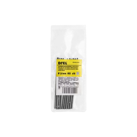 Wiertła do metalu 1.8 mm, HSS-G, szlifowane, 10 szt.