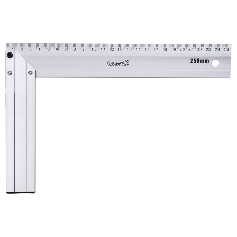 Kątownik płaski 250 x 165 mm, aluminiowy