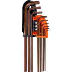 Zestaw kluczy sześciokątnych 1.5-10 mm, S2, bardzo długie, 9 szt.