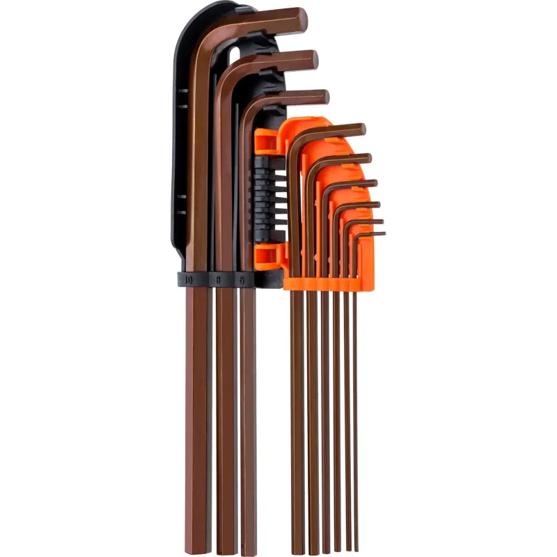 Zestaw kluczy sześciokątnych 1.5-10 mm, S2, bardzo długie, 9 szt.