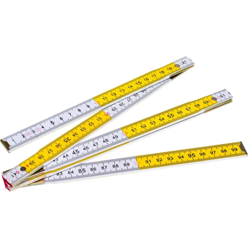 Miara składana drewniana 1 m, biało - żółta