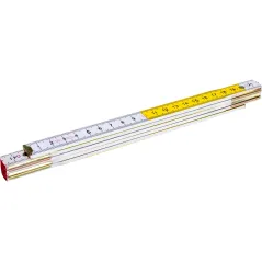 Miara składana drewniana 1 m, biało - żółta