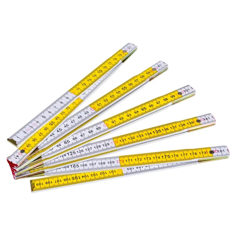 Miara składana drewniana 2 m, biało - żółta