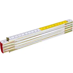 Miara składana drewniana 2 m, biało - żółta