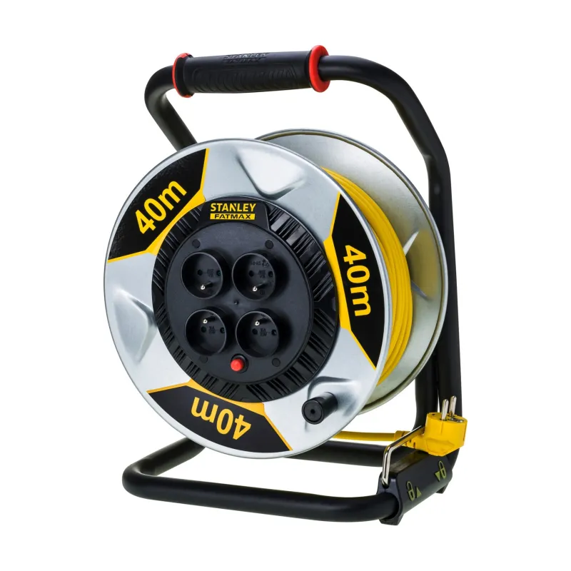 Przedłużacz bębnowy 40 m, 3 x 1.5 mm, 16 A, cztery gniazda, IP20, z uziemieniem