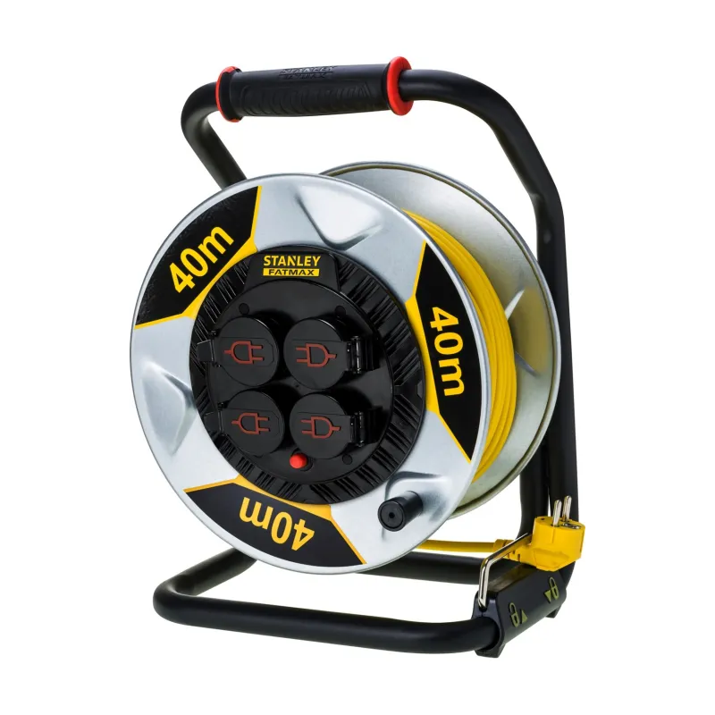 Przedłużacz bębnowy 40 m, 3 x 1.5 mm, 16 A, cztery gniazda, IP44, z uziemieniem