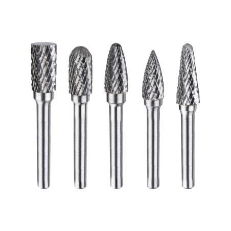 Zestaw frezów trzpieniowych do metalu pilnik wykonany z węglika, typy A1020, C1020, G1020, F1020, L1025, 5 szt.