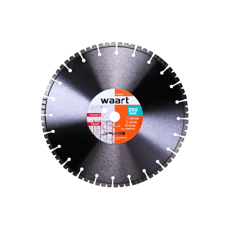 Tarcza diamentowa 350 x 25.4 mm, ostrze KU, spawana laserowo, do twardych materiałów