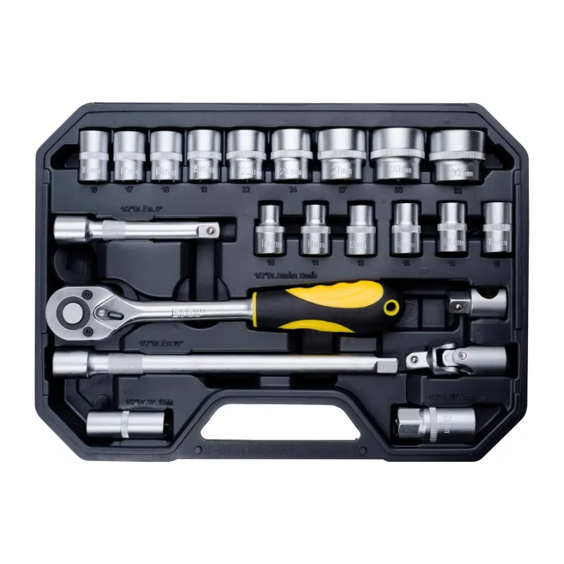 Zestaw kluczy nasadowych z grzechotką 1/2", 23 szt.