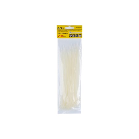 Opaski zaciskowe 2.5 x 200 mm, nylonowe, białe, 100 szt.