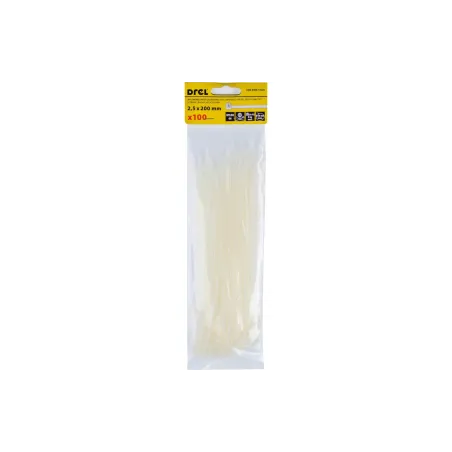 Opaski zaciskowe 2.5 x 200 mm, nylonowe, białe, 100 szt.