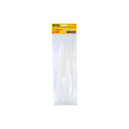 Opaski zaciskowe 3.6 x 300 mm, nylonowe, białe, 100 szt.